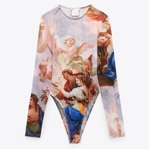 ZARA Printed Tulle mesh bodysuit / Limited Edition